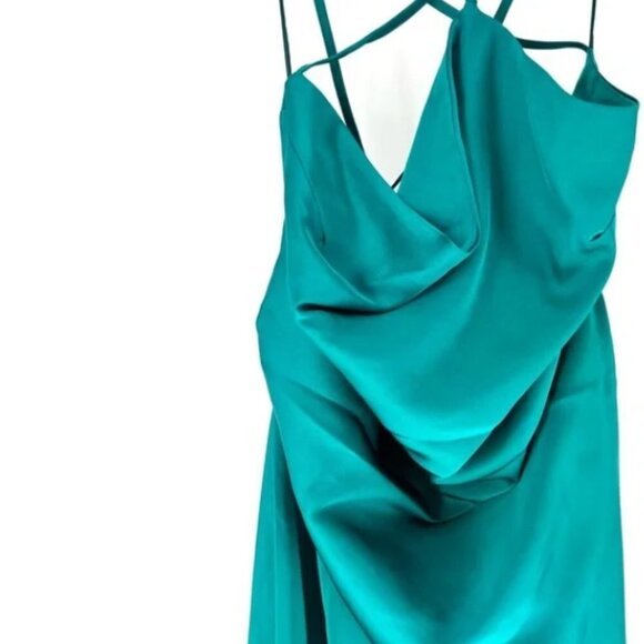 Asos Design One Shoulder Drape Bodice Detail Satin Midi Dress - US 10 - Picture 3 of 7